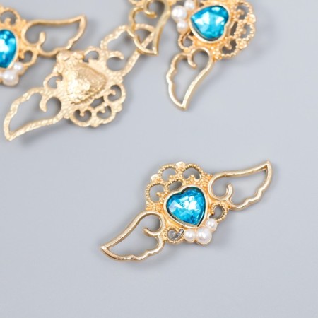 Decor for creativity Metal, plastic "Winged heart. Topaz" gold set 5x2 cm