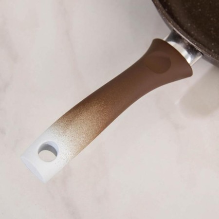 Pan, d = 26 cm, h = 6 cm, plastic handle, glass cover, anti -stick coating, color coffee marble-3