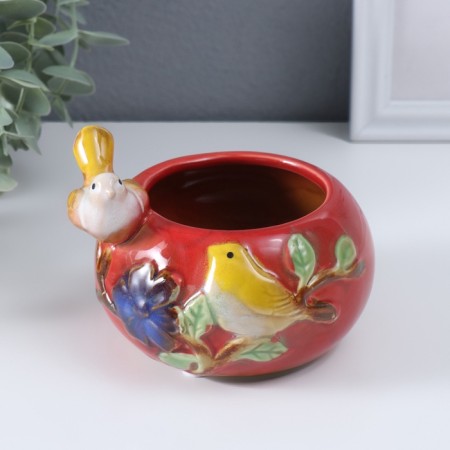 Souvenir ceramics stand "Gray bird on the bowl" MIX 11x11.5x8.5 cm-5