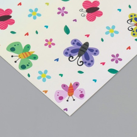 Scrapbooking paper bilateral "butterflies and donuts" density 180 grams set 10 pcs 15.5x17 cm 1-4
