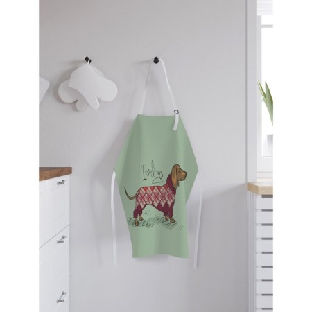 Apron kitchen with a photo print "I love a dachshund", adjustable, size OS-1