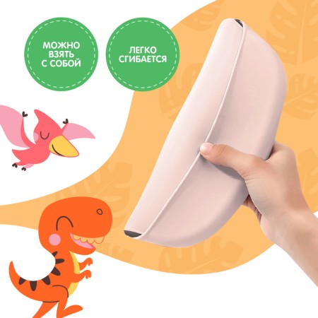 Silicone bib “dinosaurs”, milk color-2