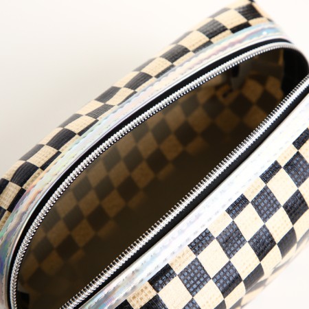 Cosmetic bag with lightning, black/beige color-2