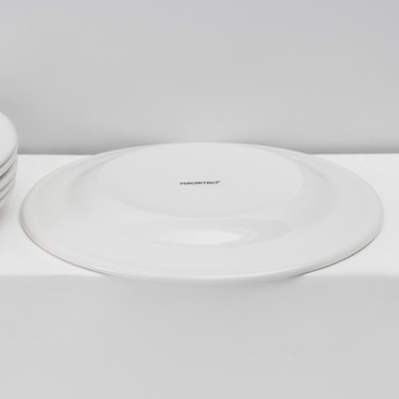 A set of plates of porcelain dining Magistro Basic Bistro, 6 objects: D = 22 cm, white color-3