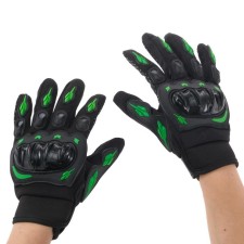 Motorcycle gloves with protective inserts, pair, size XL, black-green