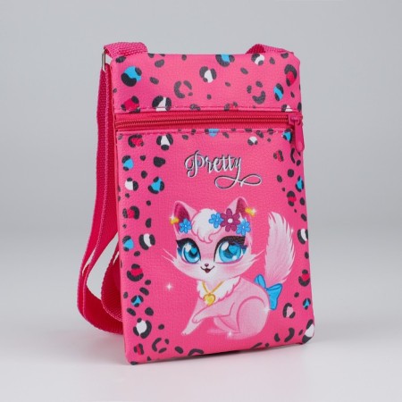 Gift set for the girl "Little cat", bag, gum for hair, raspberry color-2