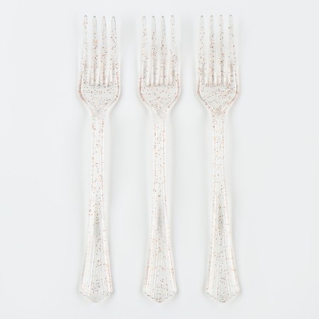 Plastic “shine” forks, set 12 pieces, color gold
