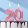 Candle in the cake jubilee "line" (set 2 in 1), number 20, pink metallic, 6.5 cm