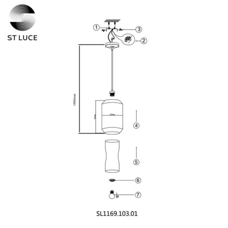 STL LUCE Sus. SL1169.103.01. Marmo. 1x40 W, E27, 20x20x32 cm, black color-9