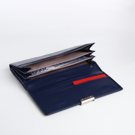 Women's wallet on magnet, blue color-4