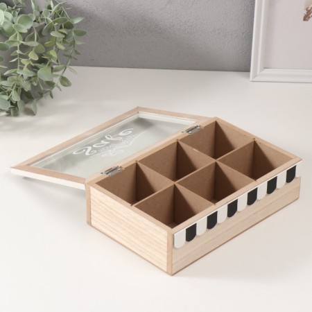 Casket tree with divisions "Roof a house with hearts" Black with white 23x15x7 cm-2