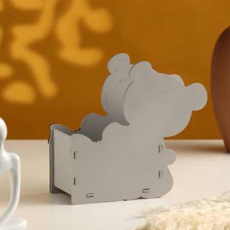 Gift packaging "Bear with a gift" 17x8x16 cm gray pastel-tyffany-2