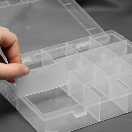 Organizer for needlework, with removable cells, 14 departments, 21 × 17 × 4 cm, transparent color-1