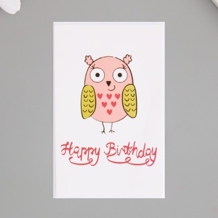 Stick Paper "Happy Birthday. Owl with Hearts" set of 50 pcs 8x5 cm-1