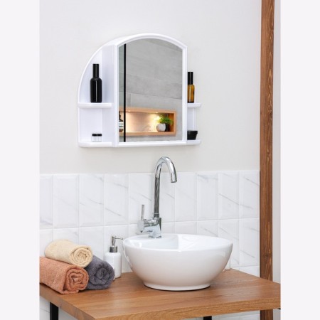 Cabinet for a bathroom with a mirror "Orion", snow-white color-8