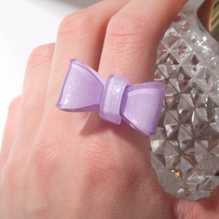 Ring "Bow" voluminous, purple color, size 18-2