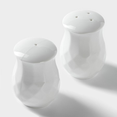 Set for spices ceramic "esthete. Gerda ", 2 subjects: Solonka, List, White Color-2