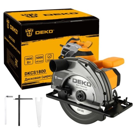 The circular DEKO DKCS1800, 1800 W, 185x20 mm, 5000 rpm, drank 65 mm