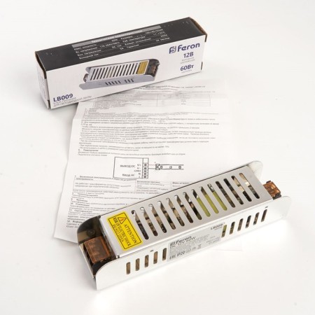 Electronic transformer for 12 W LED tape, Feron, LB009, 5A, 60 W-3