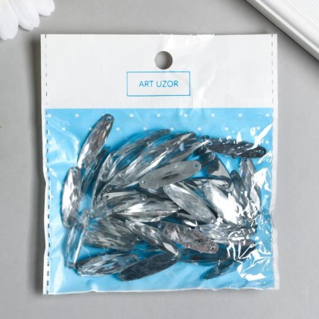 Decor for creativity Plastic "Rhound oval. Silver" set of 50 pcs 0.8x2.8 cm-2