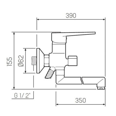 Bath mixer "RMS" SL52-006E-3, pour 350 mm, shower set, zinc, chrome-4