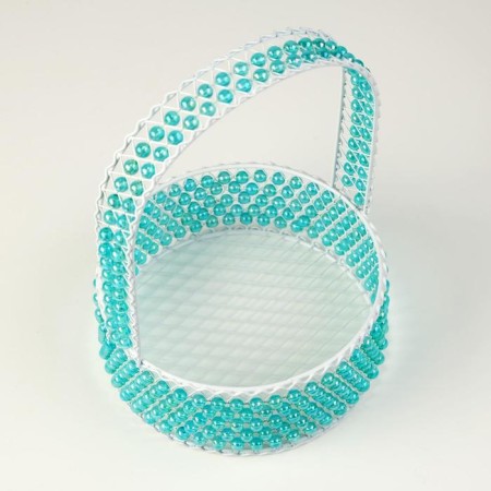 Basket, 16x6/23 cm, metal, beads-2