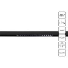 Магнитный трековый светильник Arte Lamp Linea A4675PL-1BK, LED, 18 Вт, 2.2х33.1х4.3 см, 1700 Лм, чёрный