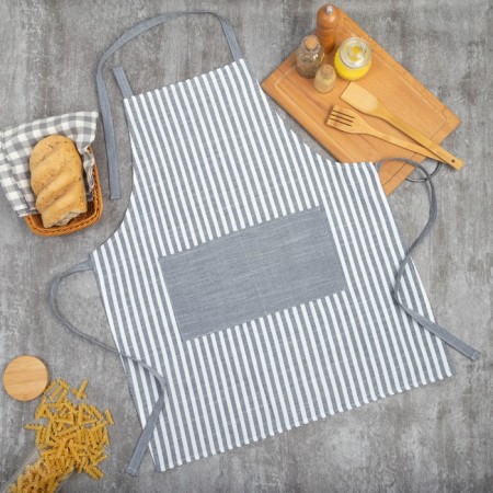 Apron Ethel "strip" Color gray, 62 x 76cm, 50% cotton, 50% p/e