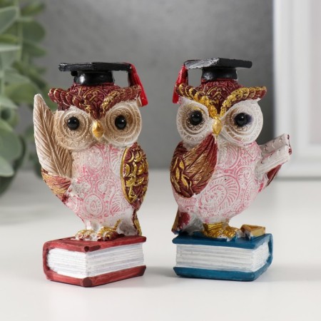 Souvenir Polystone "Scientist Red Eagle owl on the book" MIX 3.5x4x8.5 cm