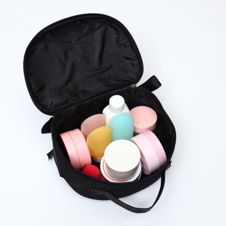Cosmetic bag with lightning, black color-5
