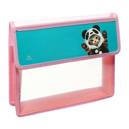 A5 notebook folder (230 x 190 x 50 mm), with Velcro valve, plastic/textiles, calligrata, "cat panda"-1