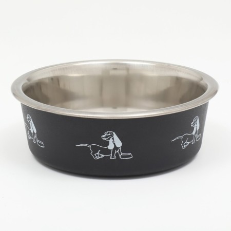 Metal bowl in the plastic case "Dog Love", 445 ml, black-2