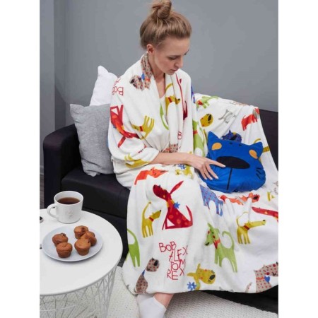 Decorative Sleeping Dogs pillow, size 36x37 cm, blue color-4