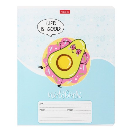 Notebook of 12 sheets in the "Fun Avocado" line, covered Cardboard, OFSET block, mix-6