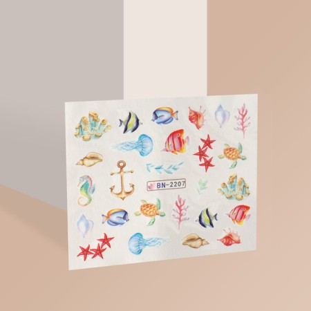 Slider - Nail design "Schleif of the Sea", packing 6 pcs, multi -colored