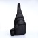 Male sling bag, artificial leather, headphone opening, black color