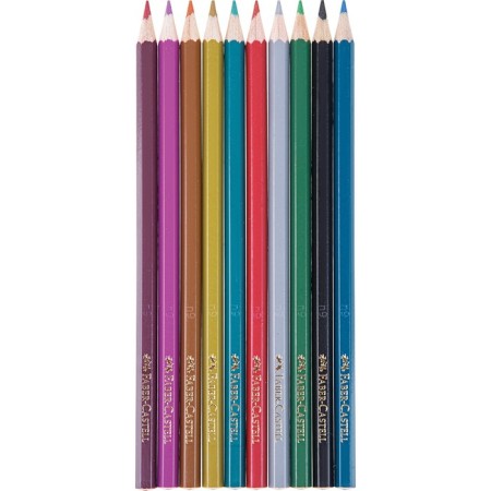 Color Faber-Castell pencils, 10 colors, metallic, sharpened, in cardboard packaging-1