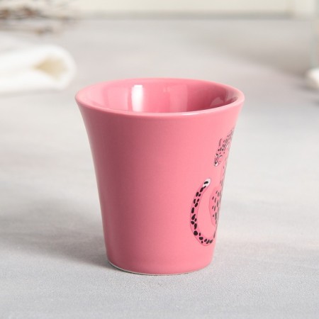 Tea couple ceramic "unique", a mug of 100 ml, a saucer 15x14 cm, pink color-3