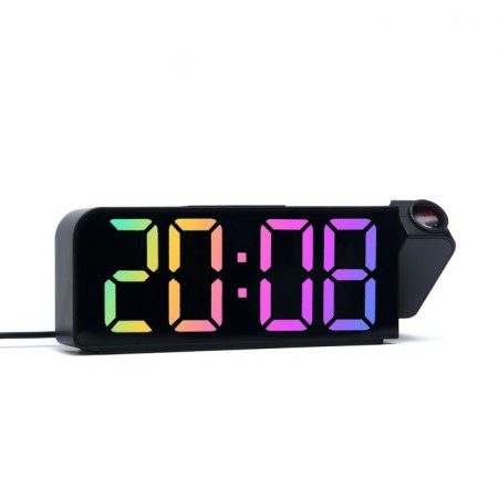 Clock - Electronic desk an alarm clock with a projection on the ceiling, thermometer, calendar, USB-3