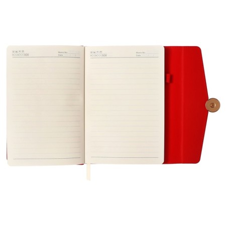 Organizer on the rings A6+, 80 sheets, leatherette, with a valve, a line, with a handle, in a gift box, red-6