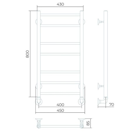 Water towels Larusso "Jazz premium" P7, 400x800 mm, 244 W, lower connection-2