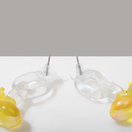 Earrings plastic "Dog" from a balloon, yellow color-1