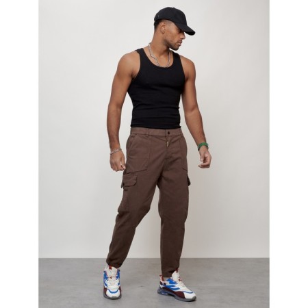 Cargo jeans men, size 56, brown color-8