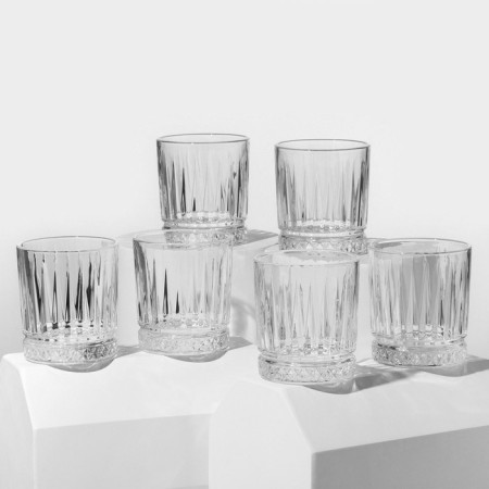 A set of low glasses, glass, d = 8 cm, h = 9 cm, 270 ml, 6 pcs