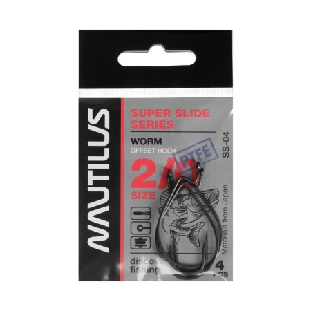 Offset hook Nautilus offse Super Slide Series Worm SS-04PTFE, No. 2/0, 4 pcs.