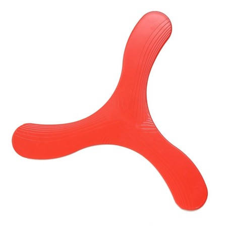Three -lobed boomerang, 23 x 23 cm, plastic, red
