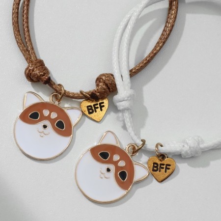 Bracelets "Demetrons" Corgi Muzzles, white-brown color, d = 6 cm-2