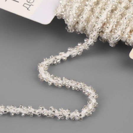 Decorative braid with beads, 6 mm, 2.7 ± 0.5 m, silver color-1