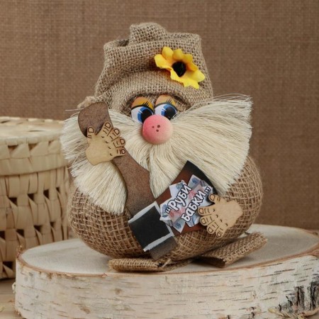 Orak-Domova "Vasek on a burlap, with an ax and money", 23x16x14 cm mix-7