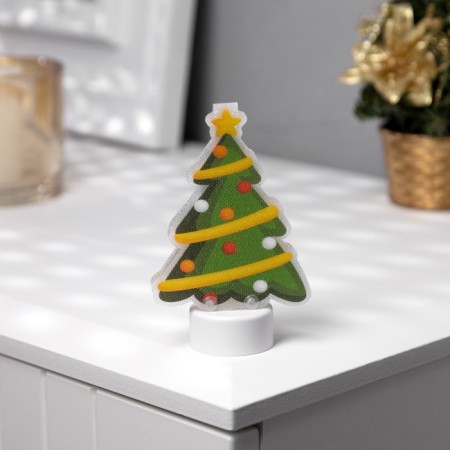 Light picture on the stand "Christmas tree" 11 cm, batteries, glow warm white-1